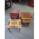 A NEST OF THREE RECTANGULAR OAK TABLES