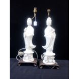 A PAIR OF CHINESE BLANC DE CHINE FIGURES