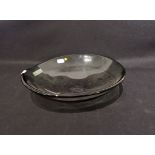 A WHITEFRIARS SMOKY GLASS OVAL FRUIT BOWL