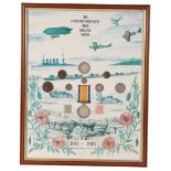 A WWI BRITISH WAR MEDAL IN COMMEMORATIVE FRAME