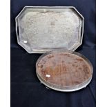 AN OCTAGONAL SILVER-PLATED TRAY