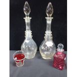 A PAIR OF TALL 19TH CENTURY DECANTERS