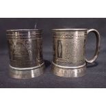 TWO SILVER PLATED CHRISTENING MUGS - ARUNDEL CASTLE