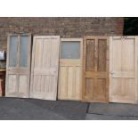 FIVE RECLAIMED STRIPPED PINE INTERIOR DOORS