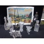A PAIR OF CUT GLASS DECANTERS