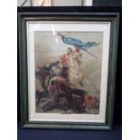 A LARGE VICTORIAN CHROMOLITHOGRAPH; 'THE FIGHT FOR THE STANDARD'