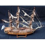 A MODEL THREE-MASTED SHIP; 'ST GERAN 1744'