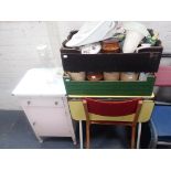 A RETRO KITCHEN TABLE, WITH YELLOW FORMICA TOP