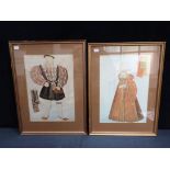 TWO PRINTS AFTER COSTUME DESIGNS BY JOHN BLOOMFIELD