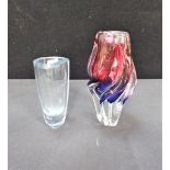 A SWEDISH STROMBERG GLASS VASE, AND AN ART GLASS VASE