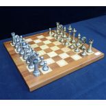 CHESS SET, BRASS AND STEEL