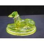 A JOHN DERBYSHIRE PRESSED GLASS GREYHOUND