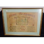 A 1920s FOLK ART STYLE WALL MOTTO 'HOME BLESSINGS'