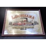 A RETRO 'LOUISIANA STEAMBOAT COMPANY' PRINTED ADVERTISING MIRROR