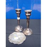 PAIR OF FILLED SILVER CANDLESTICKS