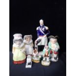 A QUANTITY OF STAFFORDSHIRE FIGURES, INCLUDING 'LOUIS NAPOLEON'