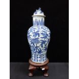 A CHINESE BLUE AND WHITE BALUSTER VASE