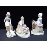 LLADRO: GIRL WITH CALF, GIRL WITH GOAT AND GIRL WITH GEESE
