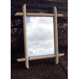 A SMALL FRENCH FAUX-BAMBOO FRAMED WALL MIRROR
