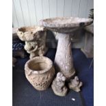 A RECONSTITUTED STONE BIRDBATH