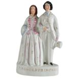 A VICTORIAN STAFFORDSHIRE POTTERY FIGURE, 'PRINCE AND PRINCESS'