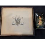 THE PRINCE OF WALES, LATER KING EDWARD VIII: A FRAMED TABLE MAT