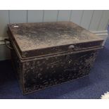 A JAPANNED METAL DEED BOX