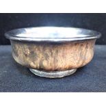 A BURRWOOD AND WHITE METAL BOWL