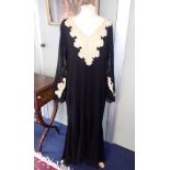 A 1930S BLACK CHIFFON AND LACE COCKTAIL DRESS