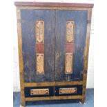 AN ARMOIRE, PAINTED IN THE STYLE OF THE BLOOMSBURY GROUP