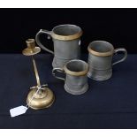 THREE PEWTER PUB MEASURES