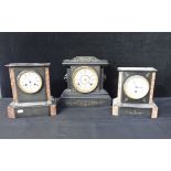 A SLATE-CASED CLOCK WITH FRENCH MOVEMENT