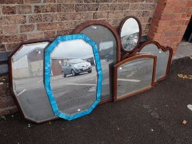 AN ART DECO WALL MIRROR, WITH BLUE GLASS MARGINS