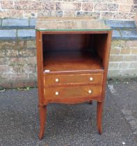 A GEORGE III STYLE MAHOGANY AND CROSSBANDED BEDSIDE CABINET