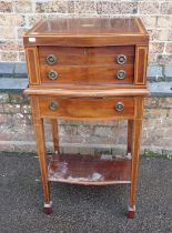 AN EDWARDIAN STYLE MAHOGANY CANTEEN CABINET ON STAND