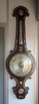 A VICTORIAN ROSEWOOD CASED WHEEL BAROMETER