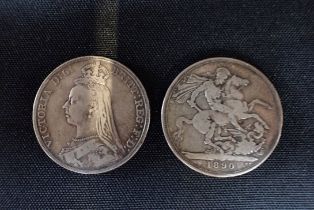 TWO 1890 QUEEN VICTORIA SILVER CROWNS
