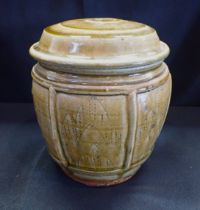 MIKE DODD, B.1943: A COVERED JAR, WITH INCISED DECORATION