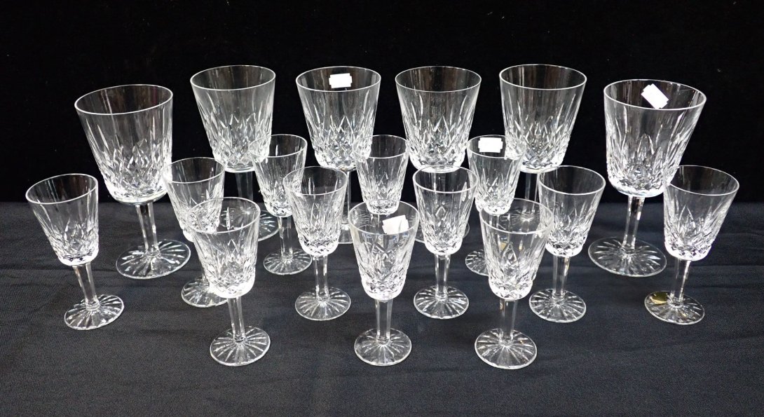 WATERFORD: 'LISMORE' LARGE WINE AND SHERRY/PORT GLASSES - Image 2 of 2