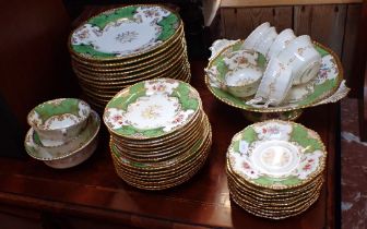 A COALPORT GREEN 'BATWING' PATTERN PART TEA SERVICE