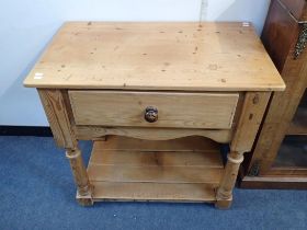 A COUNTRY HOUSE STYLE PINE KITCHEN SIDE TABLE