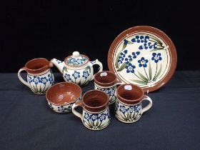 A WELSH CYNWYD POTTERY SLIPWARE TEA SET