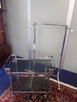 A 1970'S CHROME DRINKS TROLLEY