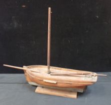 A WOODEN MODEL BOAT, POSSIBLY 19TH CENTURY