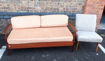 A RETRO TEAK-FRAMED SOFA