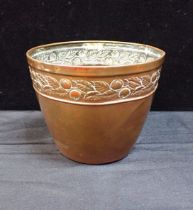 A J. SANKEY & SONS EMBOSSED COPPER JARDINIERE