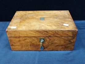 A VICTORIAN FIGURED WALNUT WRITING BOX