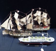 THREE MODEL SHIPS; 'VICTORY', 'BOUNTY' AND 'TITANIC'