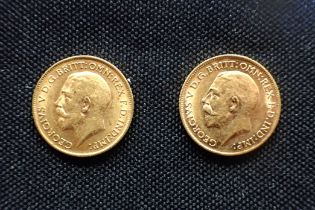 TWO 1912 GEORGE V GOLD HALF SOVEREIGNS