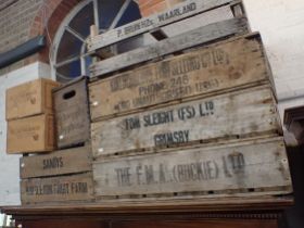 A COLLECTION OF VINTAGE WOODEN PACKING CRATES